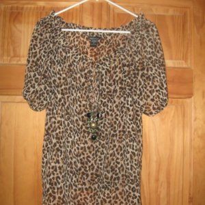 Moda International Leopard Shear Top with Design on Front